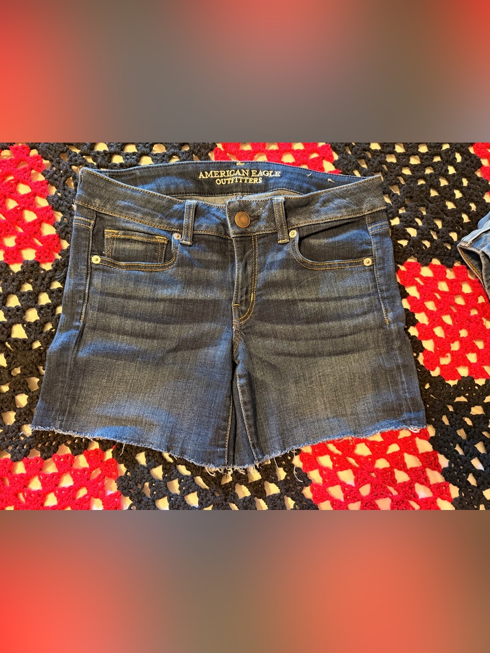 American Eagle Outfitters Dark Blue Denim Cutoff Shorts Size 8